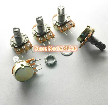 

free shipping 20Pcs 20K Ohm 6-Terminal 15mm Shaft B Type Linear Dual Rotary Rotatable Taper Potentiometer Rotary Switches