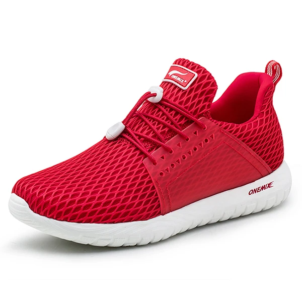 Onemix/женская спортивная обувь; Летняя женская обувь для бега; прогулочный светильник; дышащая беговая Обувь без шнуровки; обувь для занятий спортом и фитнесом - Цвет: M-Red
