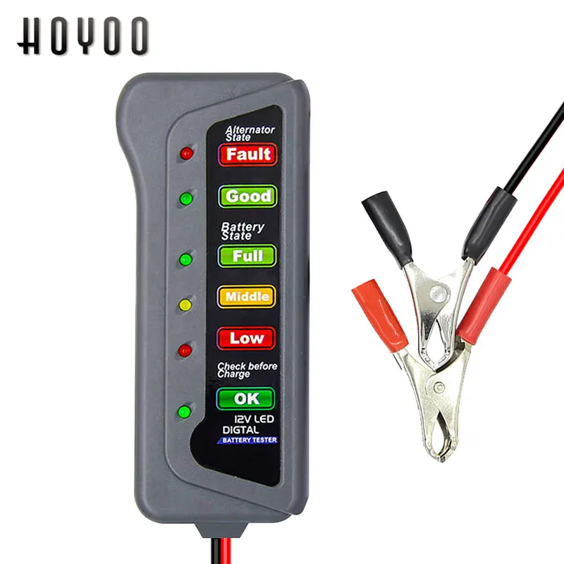 

HOYOO 12V Automotive Car Battery Tester LCD Digital Test Analyzer Auto System Analyzer Alternator Cranking Check