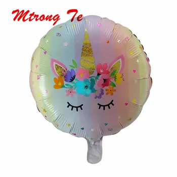 

50pcs 18inch Round Unicorn Foil Helium Balloons Inflatable Air Globos Happy Birthday Unicorn Party Decoration Kids Toys Supplies