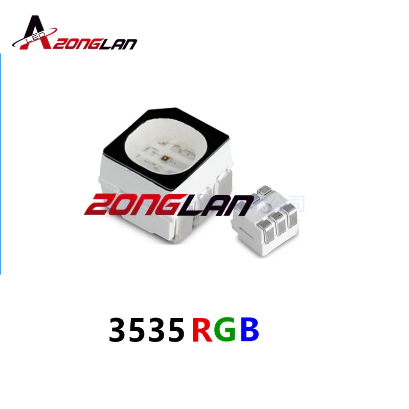 50pcs smd 3535 led rgb PLCC6 3 IN 1 SMD LED Full Color LED 3535 RGB 3 ...