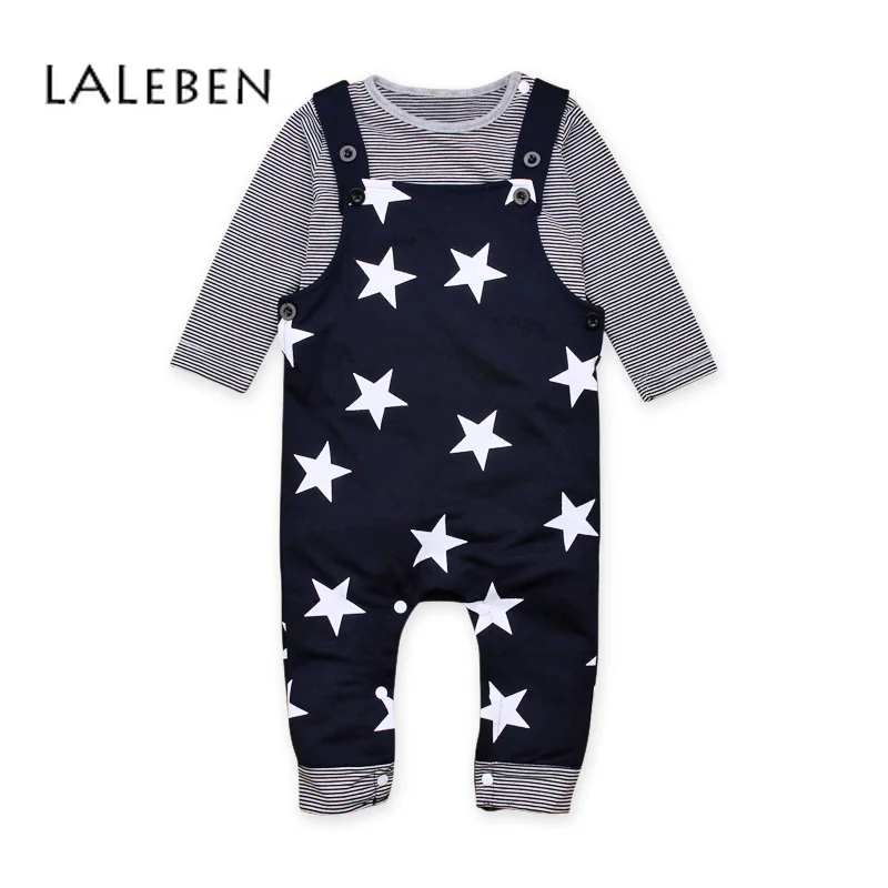 

2019 Children's Spring and Autumn Boys Star Print Long Sleeve Blouses Trousers Cotton Two-pieces Baby Boy Clothes Sets