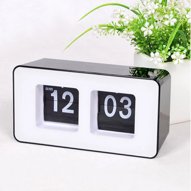 

Korean Version Brief Plastic Automatic Page Desktop Alarm Clocks Rectangle Art Digital Snooze Electronic Despertador Friend Gift