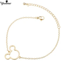 Yiustar элегантный Микки Браслеты и браслеты для женские ювелирные украшения Минни простая Подвеска мышь браслет Микки подарок для девочки