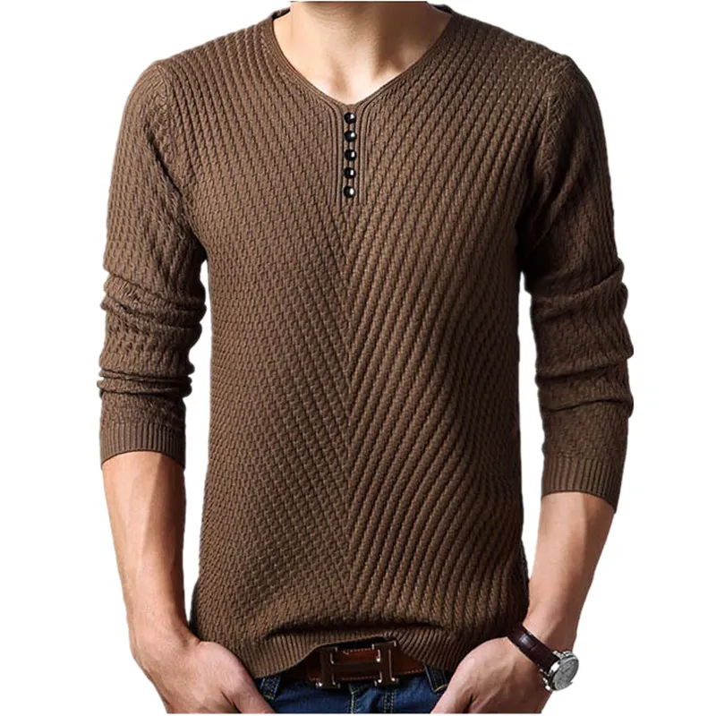 M-4XL зима Хенли шеи свитер Для мужчин кашемировый пуловер, Рождественский свитер Для мужчин s вязаные свитера тянуть Homme свитера цвета Омбре 2019 - изображение