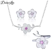 DIEERLAN, стразы, наборы, ювелирные изделия для женщин, 925 пробы, серебро, цирконий, Веселый цветок, ожерелья, кольцо, массивные ювелирные изделия, Brincos
