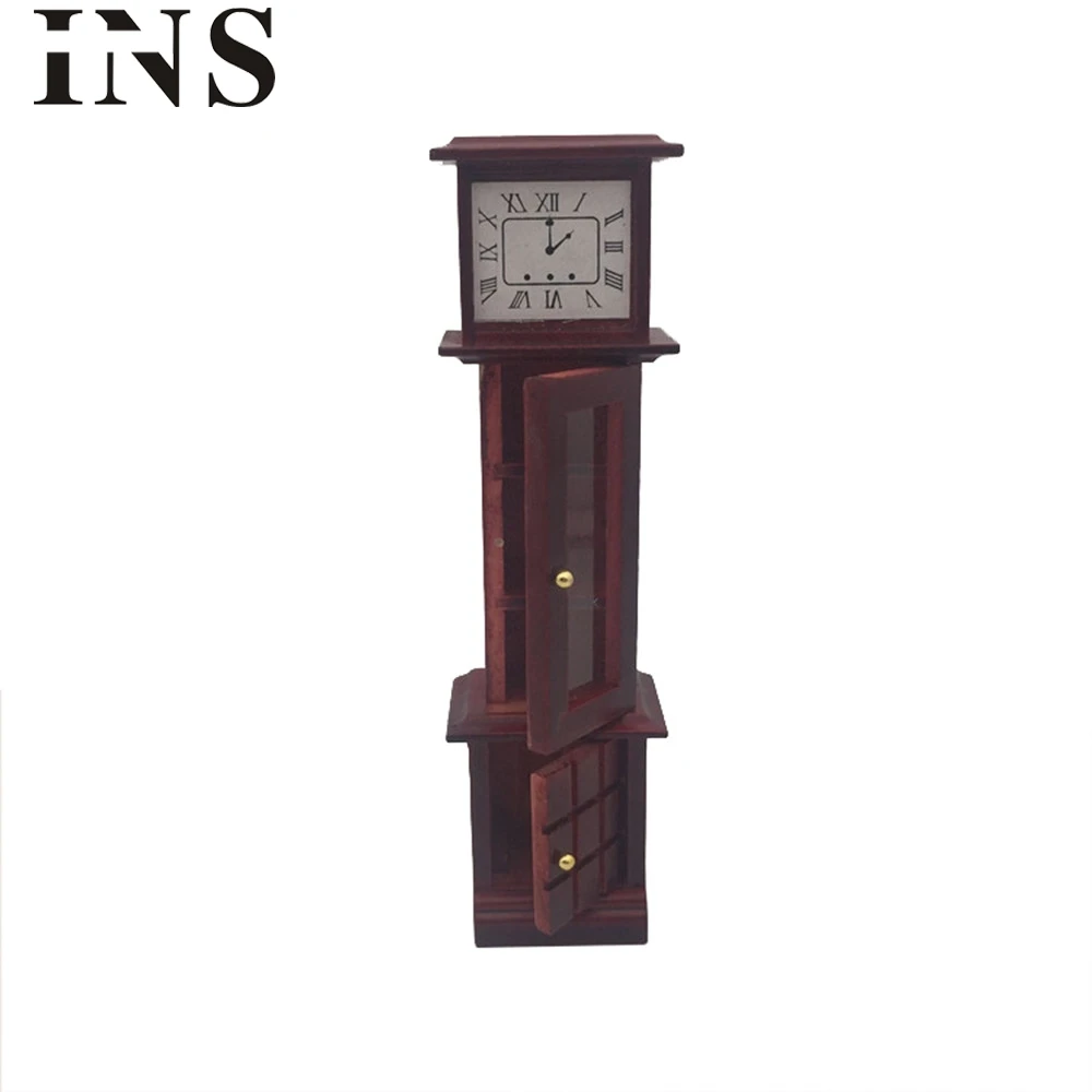 1:12 Dollhou миниатюрная гостиная винтажные деревянные часы дедушка коричневая