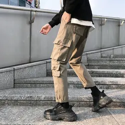 2019 мужская летняя новая Корейская версия свободного оснастки тренд девять очков повседневные хлопковые брюки уличная