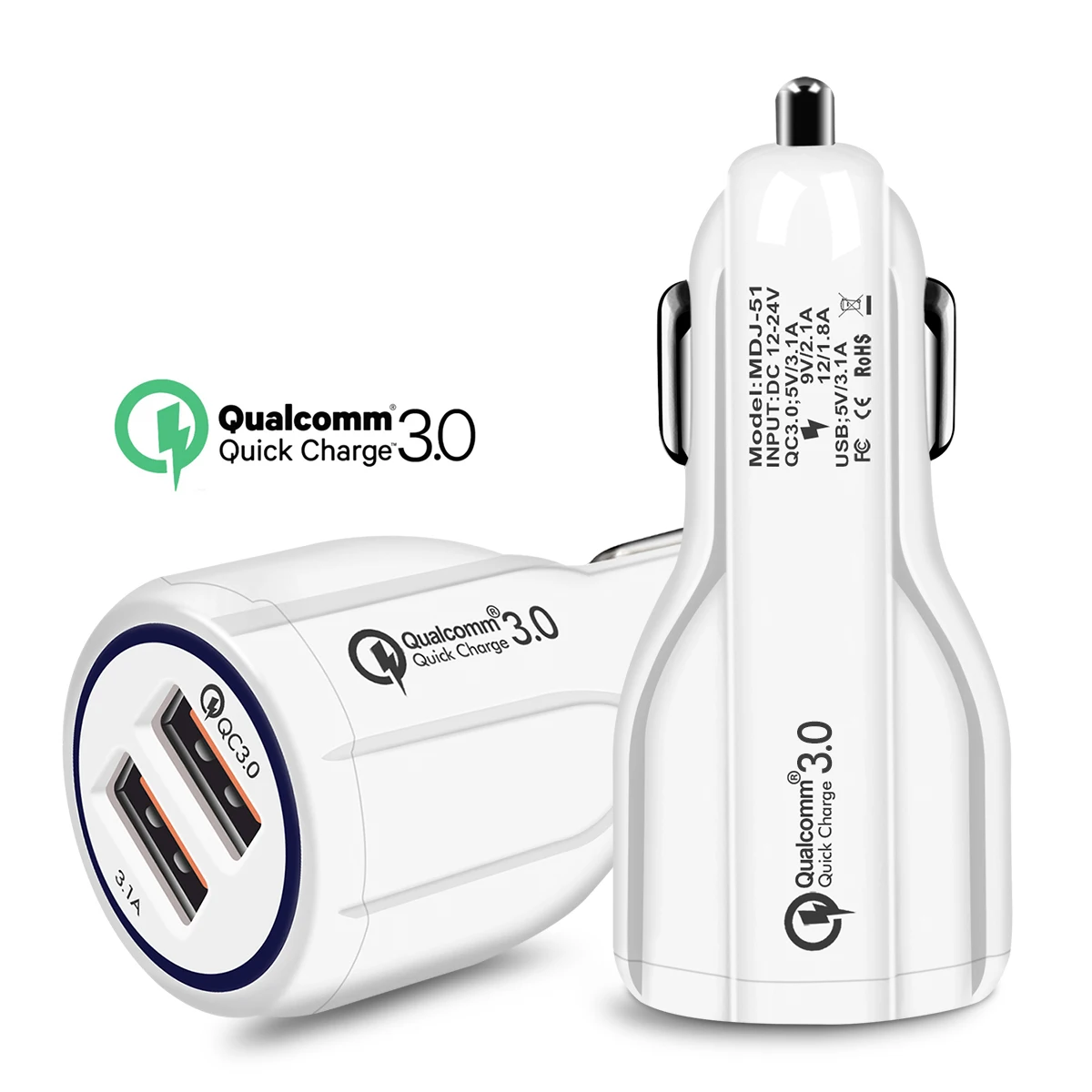 Автомобильное зарядное устройство адаптер Быстрая зарядка Qualcomm QC3.0 Dual Usb быстрая зарядка для iPhone X 8 7 6 6s Plus samsung универсальный мобильный телефон - Тип штекера: White