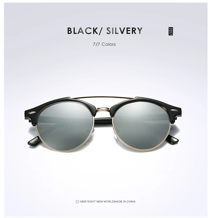 Серебряные зеркальные Ретро Винтаж мужские женские солнцезащитные очки фирменный дизайн клуб Круглые Солнцезащитные очки двойной мост