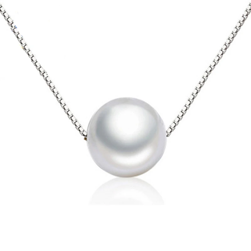 

Hot sell stamp white gold Chain with small Simulated-pearl Pendant Necklace Clavicle Chains necklace Women Bridal Accessories