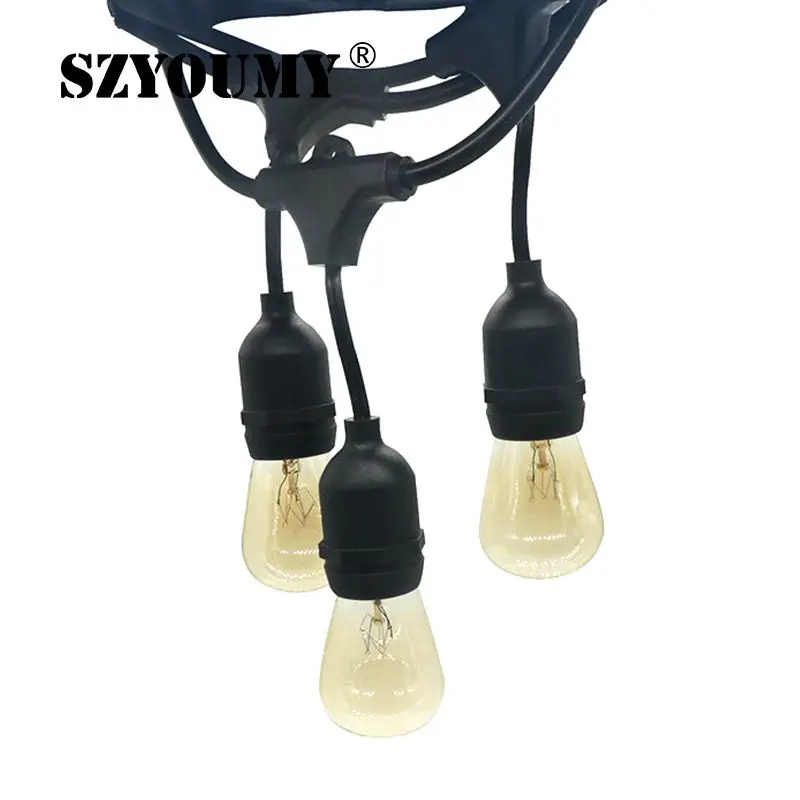 SZYOUMY 15M 15 Leds Outdoor LED String Lights Waterproof E27 Retro Edison Filament Bulb Street Garden Patio Holiday Lighting | Лампы и
