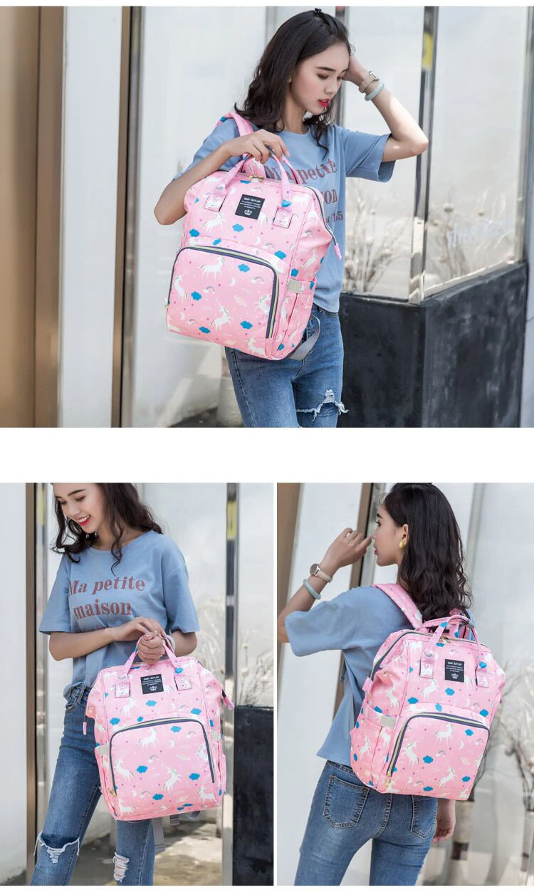 Брендовая женская сумка Mochila Единорог сумки с принтом для дам большой Оксфорд водонепроницаемый мама рюкзак для путешествий розовый Babysitter сумки