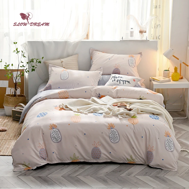 Slowdream Pineapple Pattern Bedding Set Bedspread Double Queen King Size Duvet Cover Comfort Bedclothes Home Textiles Sheet | Дом и сад