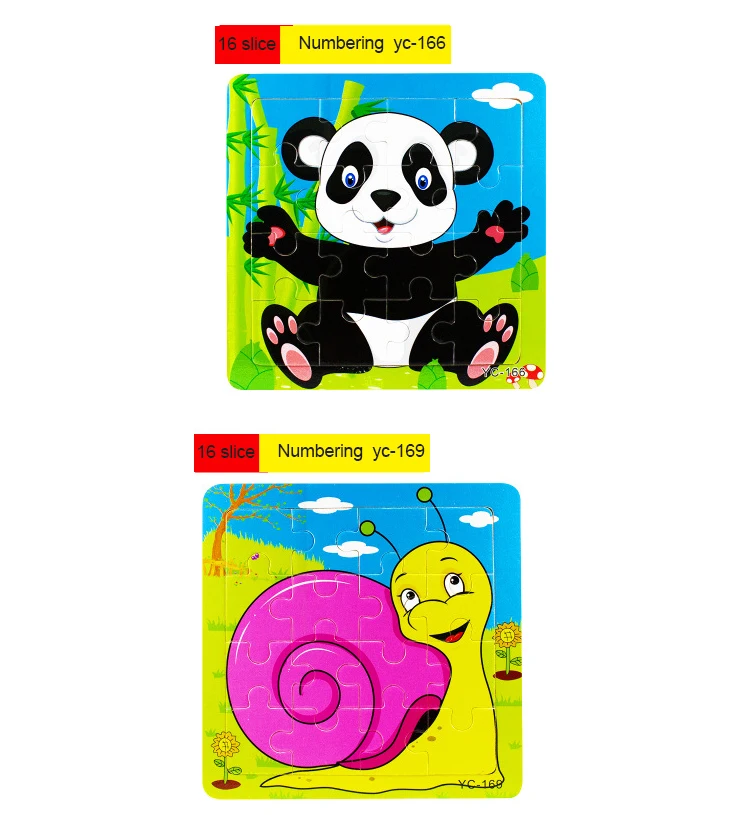 16 опциональных паззлов деревянная доска для детей 3-6 лет мультяшное животное движение Когнитивное Раннее Образование головоломки игрушки