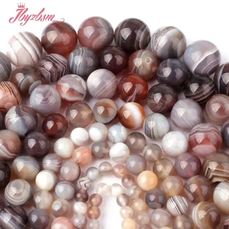 

4,6,8,10,12mm Smooth Round Multicolor Botswana Agates Natural Stone Beads For Necklace Bracelet Jewelry Making 15" Free Shipping