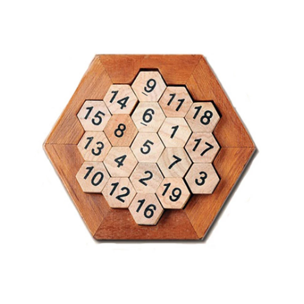 Деревянные шестигранные головоломки Tangram, деревянная игра-головоломка для детей и взрослых, Классическая логическая головоломка ручной работы, развивающие игрушки - Цвет: Type 1