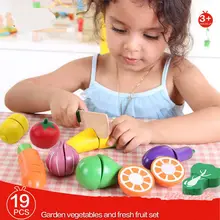 19 шт./компл. игрушечный миксер играть игрушки Смешные деревянные еда Фрукты овощей резки игрушки для детей Дети Обучающие игрушки, подарки