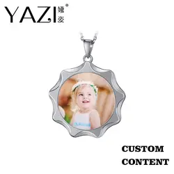 YAZI DIY Custom Photo necklace Sun shape necklace частная фотопечать в рамке 925 серебряные ювелирные изделия на заказ Рождественский подарок памяти