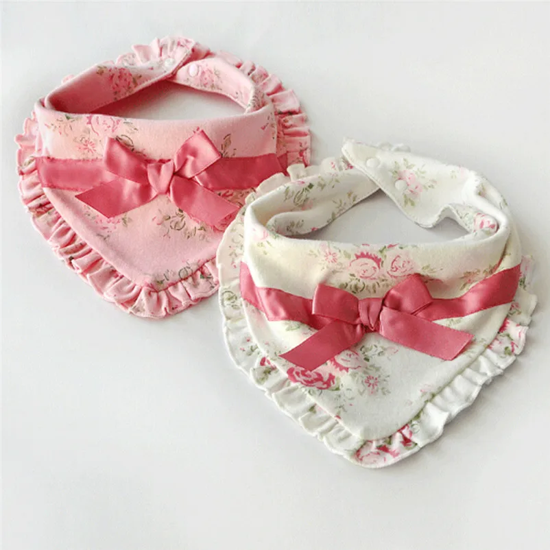 

sweet flower print baby towel bowknot bibs fashion bibs kawaii feeding saliva towel Baby Bibs #F#3NO01