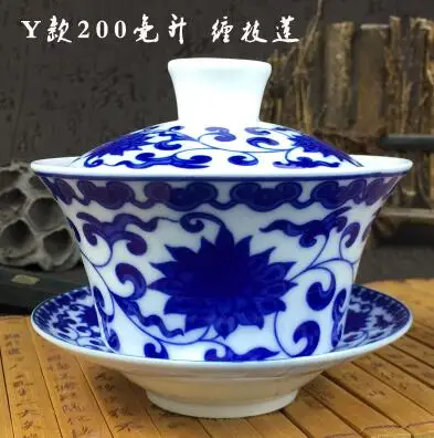 Горячая 200 мл китайский ручной окрашенный чайный набор Tureen Dehua высококачественный белый фарфор гайвань чайный горшок фарфоровый набор - Цвет: 09