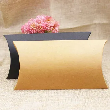 

30pcs new jewelry paper candy packing box gift pillow display box black/kraft cardboard products packing box custom cost extra