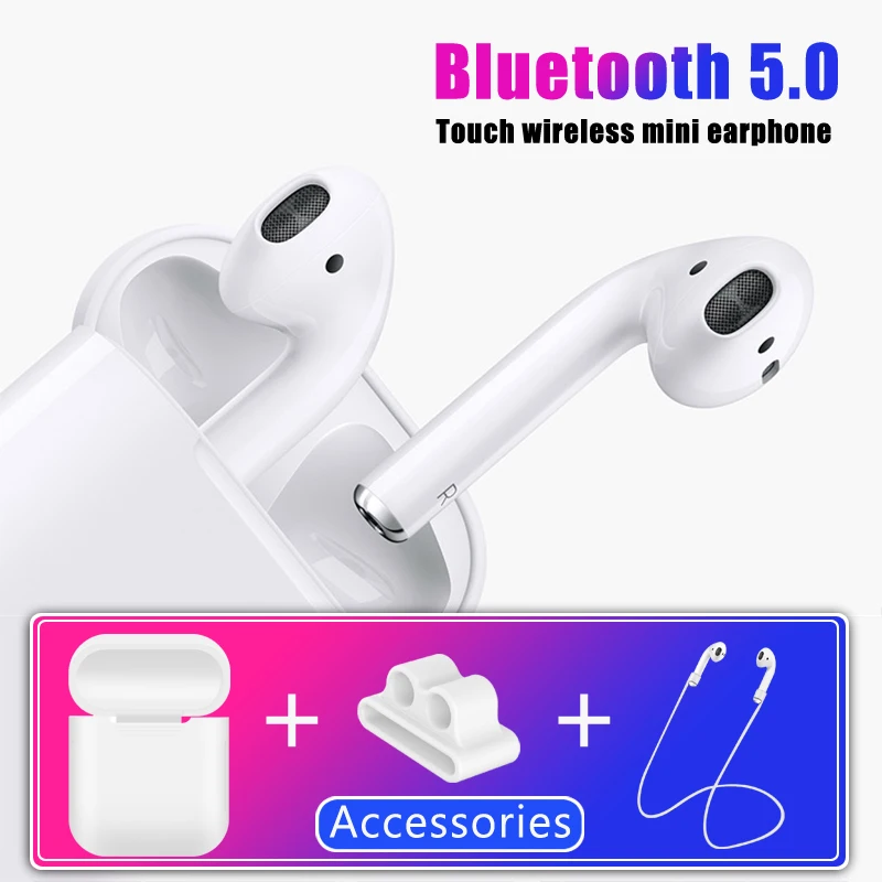 

i12 TWS Bluetooth 5.0 Earphones twice headphones Sports Wireless Earbuds Charger Binaural Headset Soft Case on i12-tws Cover