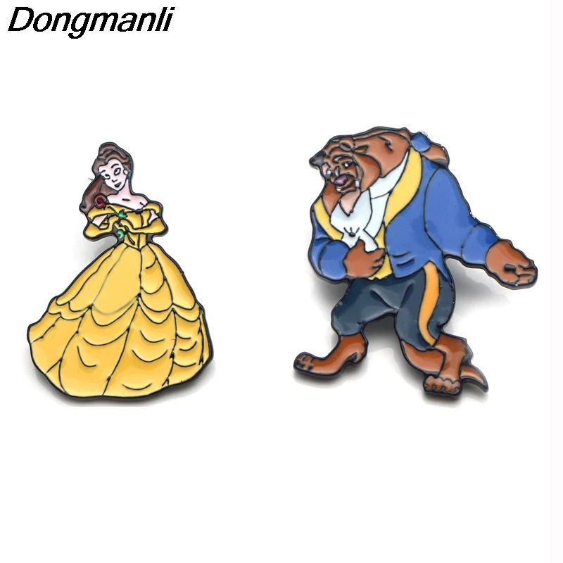 

P3593 Wholesale 20pcs/lot Beauty and the Beast Metal Enamel Pins and Brooches for Fashion Lapel Pin Bags Badge Kids Gifts
