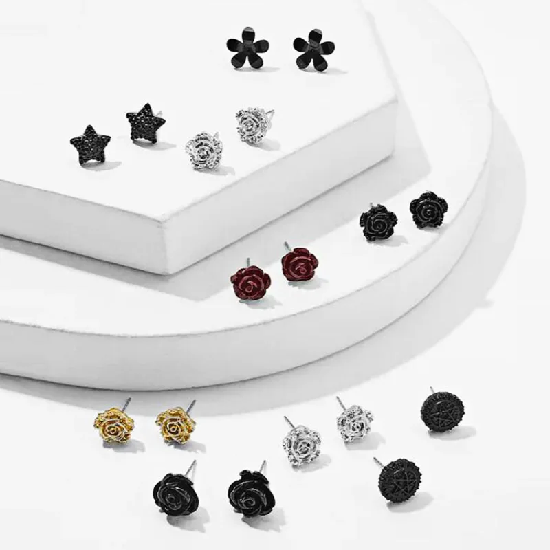 

KOMi 9pair/set Fashion Suit Earrings Mixe Glaze Plant Flowers Imitation Pearls Exquisite Jewelry Accessories Wholesale A40209