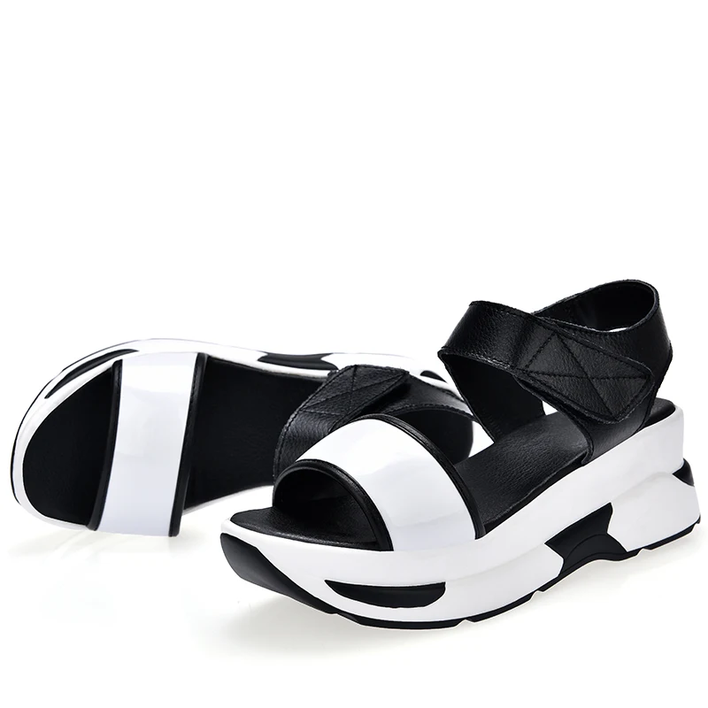 ERNESTNM 2019 Chunky Sandals New Open-toed Women Sandals Wedge Hollow Out Outdoor Platform Glitter Summer Sandalia Feminina
