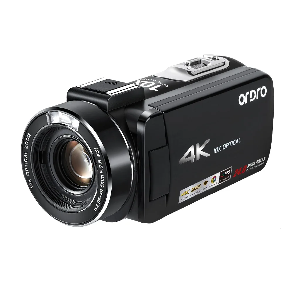 Ordro AC7 4K UHD цифровые видеокамеры FHD 24MP 120X цифровой зум 10X оптический WiFi ips сенсорный