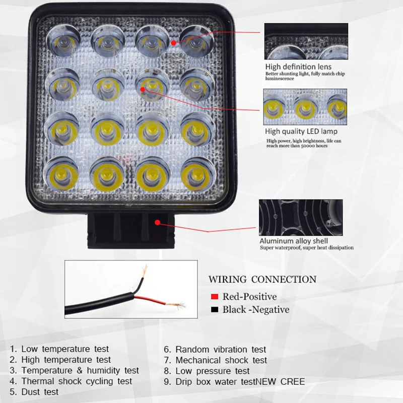 Waterproof Car Boat 48W Floodlight LED Off-road Work Light Lamp 10-30V Super Bright Truck Driving LED Working Light Car-Styling