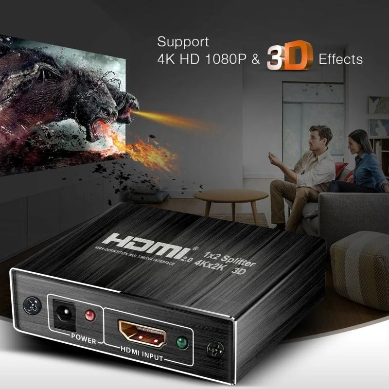 4K 60Hz HDMI 2,0 сплиттер 1x2 сплиттер HDMI 2,0 4K Поддержка HDCP 1,4 UHD HDMI сплиттер 2,0 переключатель коробка для проектора PS4