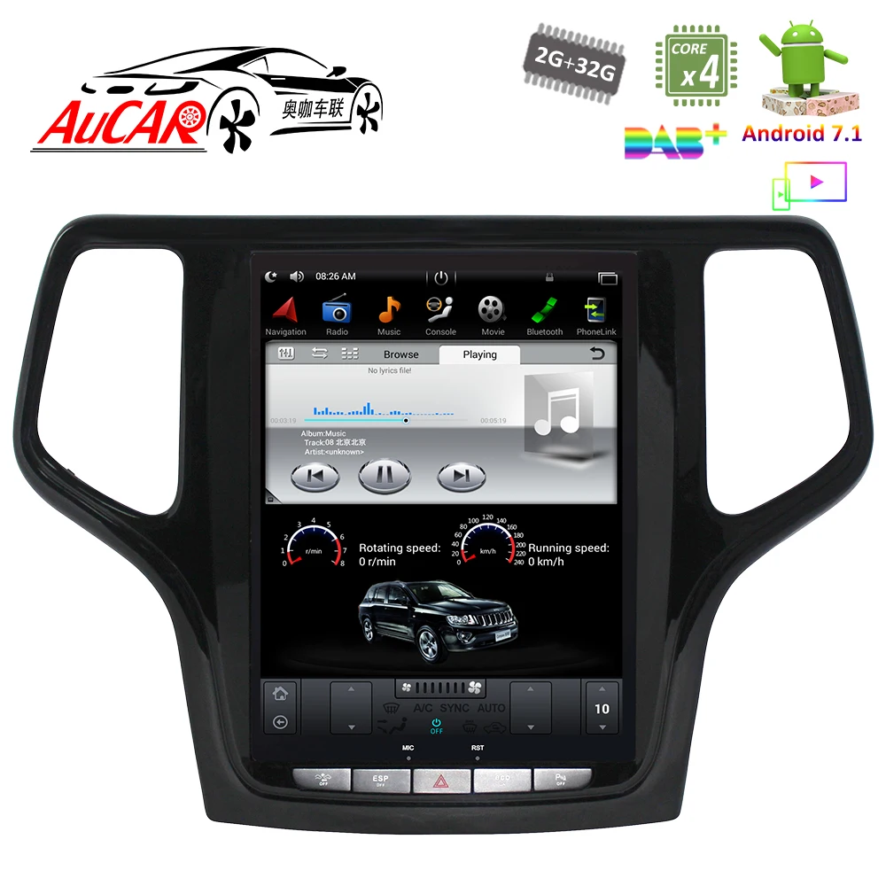 Excellent 2 DIN car radio Android 8.1 10.4" Tesla Style for Jeep Grand Cherokee 2014 2015 2016 2017 2018 1 DIN cassette player stereo HDMI 1