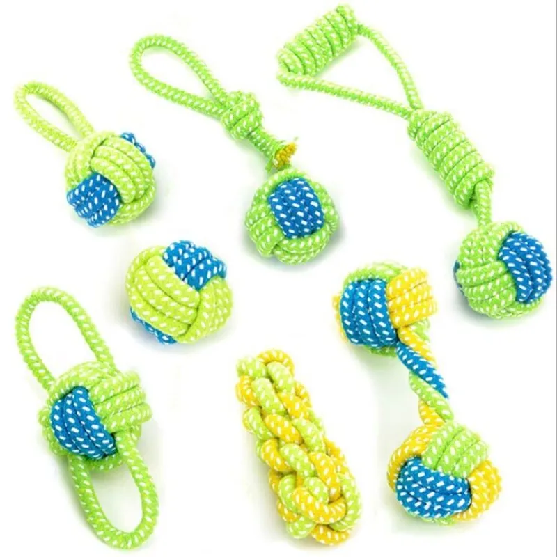 7 pcs 7 шт. хлопковая игрушка из веревки для собак узел щенка жевательные игрушки для чистки зубов мяч для маленьких средних и больших собак - Цвет: 7 pcs