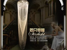 Free Shipping Modern Long Crystals Pendant Lamp D400MM D500MM D600MM Lustres Stair Lighting Fixtures Guaranteed 100