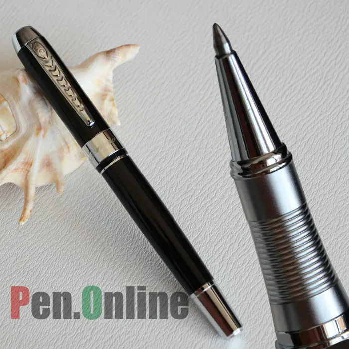 

JINHAO 250 EXECUTIVE GLOSS BLACK ROLLER BALL PEN SILVER TRIM AND CLIP