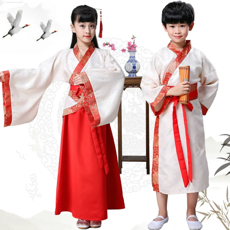 

Hanfu children's costumes Chinese style Hanfu boys and girls reading costumes stage costumes