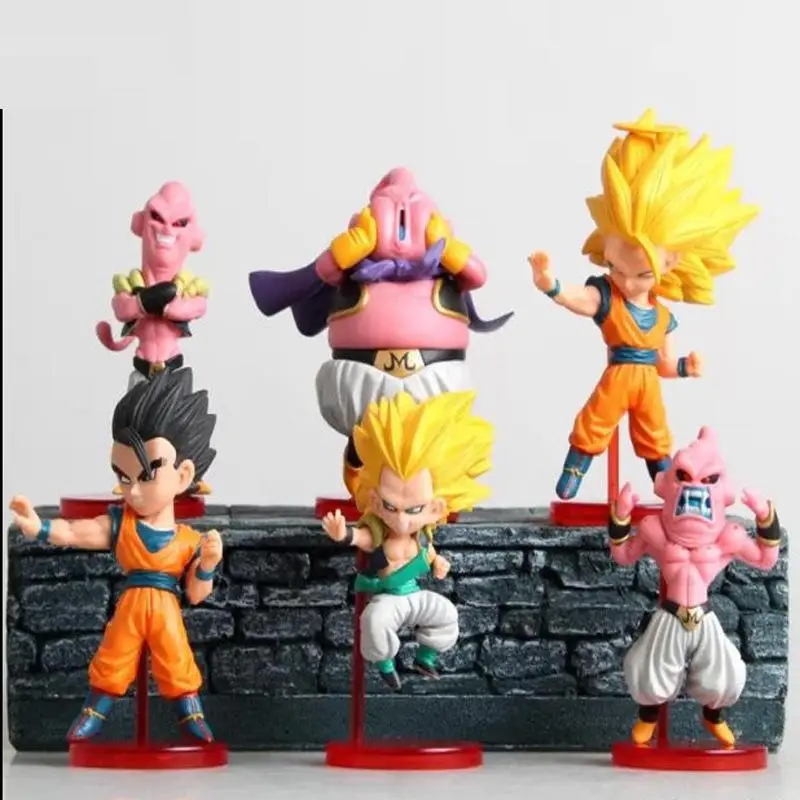 6pcs/set Dragon Ball Z PVC Action Figure Toys Majin Buu Gotenks Saiyan