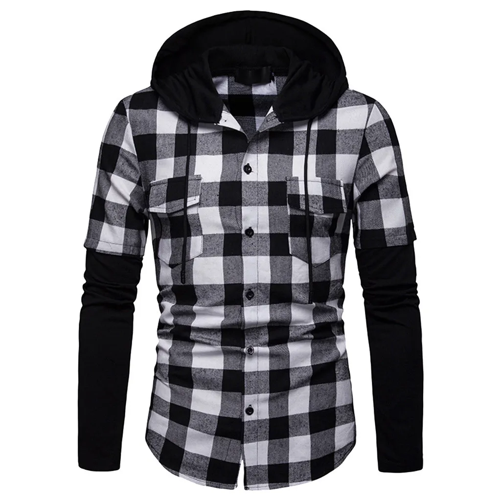 

New Plaid Men Shirt Long Sleeve Lattice Painting Hoodie Large Size Casual Men Slim Fit hoodies sweatshirts clothing Men Clothes