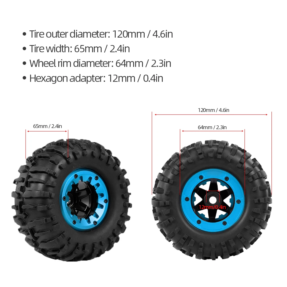2 шт. дюйма шина для гусеничного колеса резиновая модель 1/10 Rock Axial Wraith RR10 Φ Jeep HPI