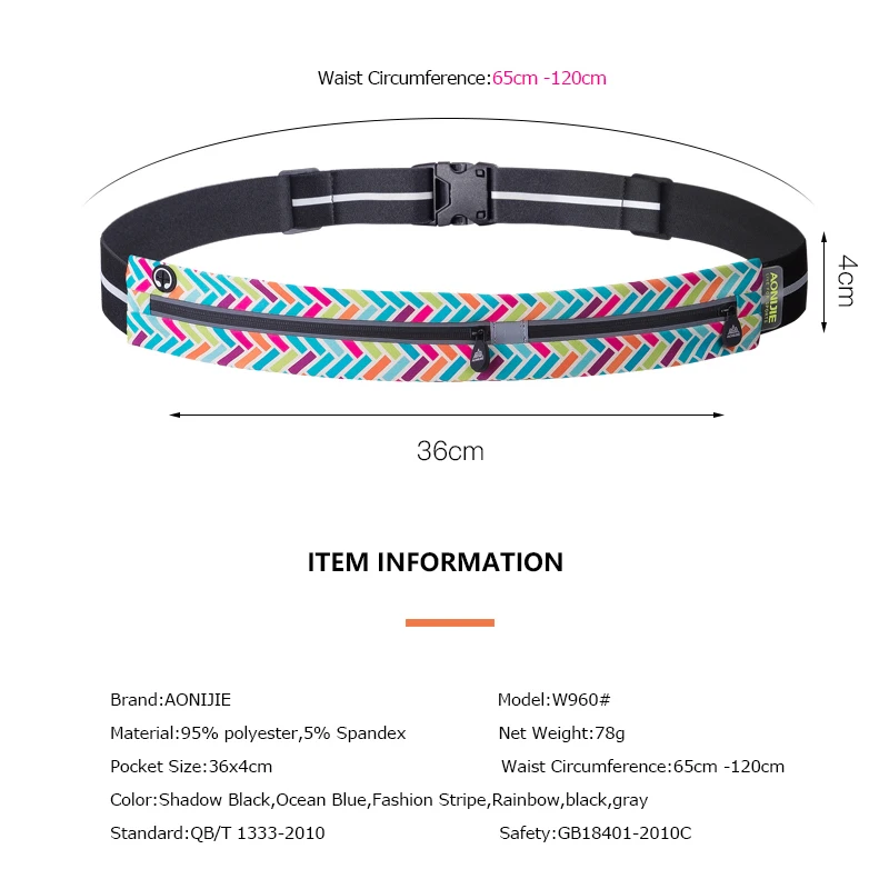 AONIJIE Adjustable Slim Double Pockets Running Waist Belt Jogging Bag Fanny Pack Travel Workout Fitness 6.8in Phone Holder