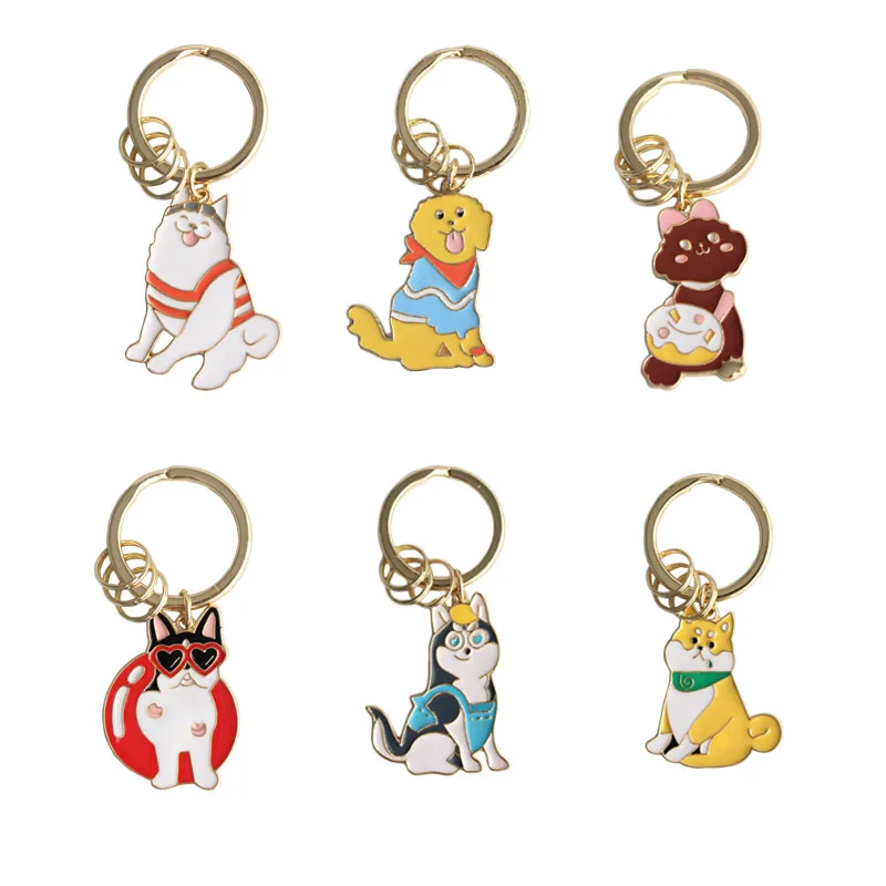 

SANSUMMER Key Chains Cute Girl Heart Small Animal Dog Keychain Siberian Husky Shiba Inu Alaska Poodle Key Chain Llaveros 6011