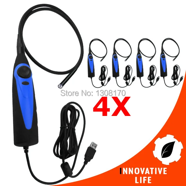 

4 x pieces USB 7mm Camera Video Inspection Borescope 6 LED Light Endoscope Pipe Snake Scope 830mm Flexible Tube