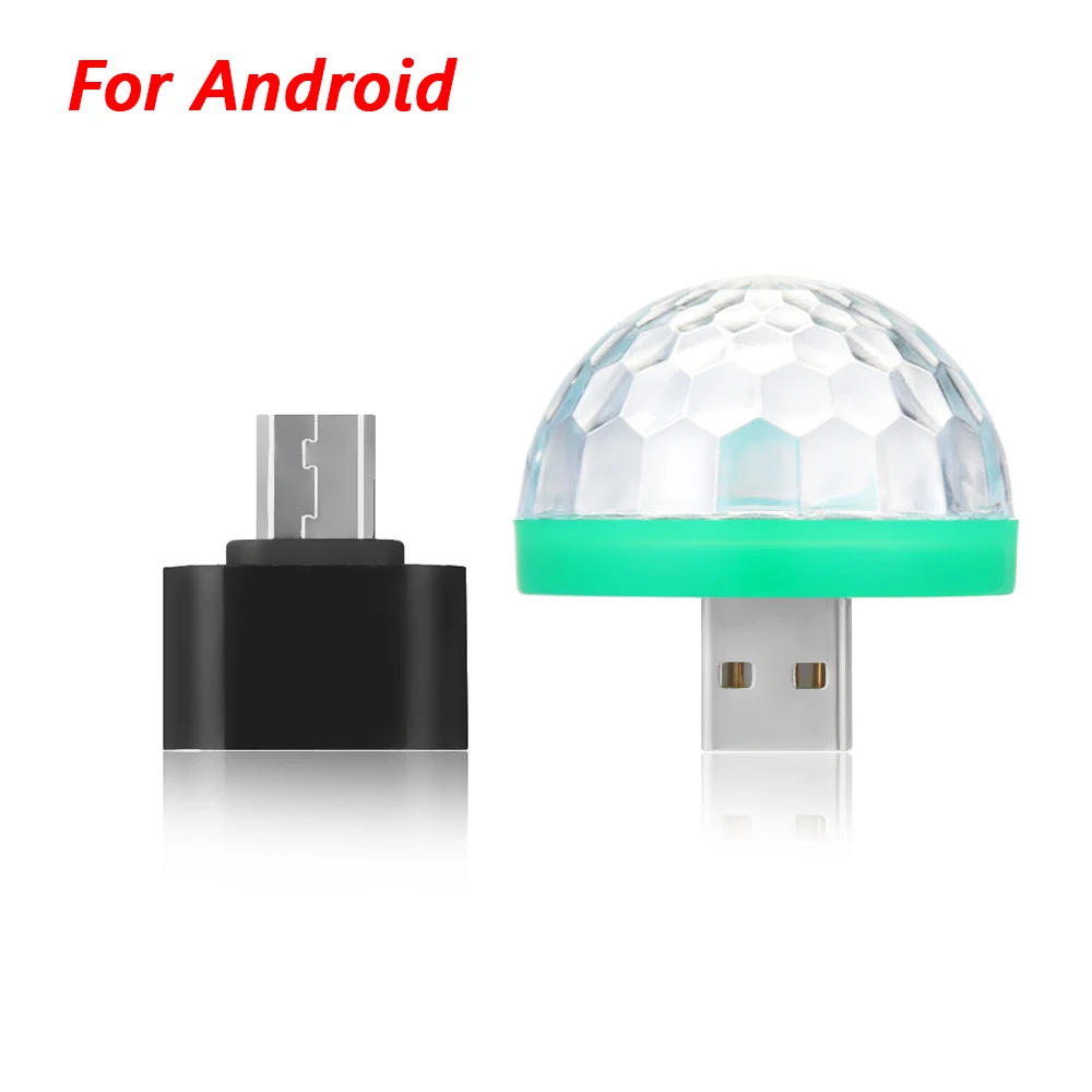 1 изделие, стильная мини-автомобиль USB атмосферный свет DJ RGB Красочная музыкальная резонаторная лампа для USB-C телефон музыкальный Управление магический шар - Комплект: for Android