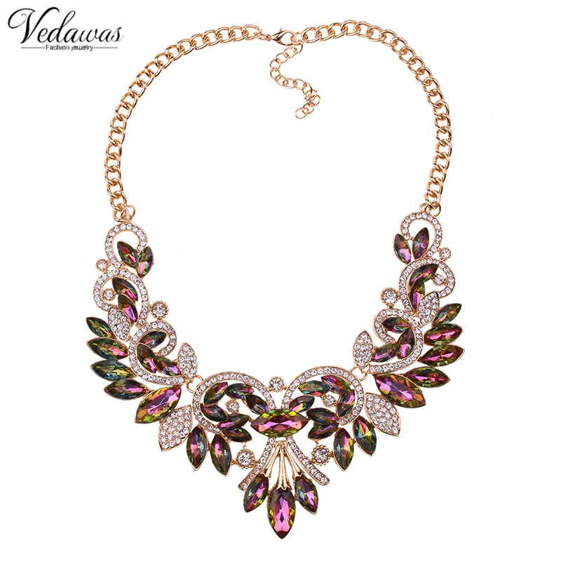 Vedawas модное массивное ожерелье ручной работы для женщин, роскошные хрустальные стразы, бусы, колье, ожерелье, Рождественский подарок xg1544 - Окраска металла: multi 3