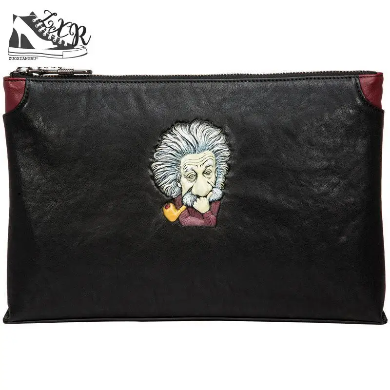 

2018 New Fashion Men's Leather Clutch Bag Soft Leather Head Layer Leather Retro Envelope Bag Large-capacity Clutch Bag