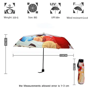 

Small Umbrella Dance Umbrellas Cute Fox Girl Cartoon Illustration Three Folding Umbrella 8 Rib Wind Resistant Frame Mom Z666