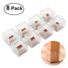 8 шт квадратные силиконовые ножки стула крышки ноги колодки мебель стол чехлы протекторы для деревянного пола(прозрачный