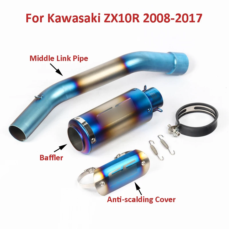 

Ninja ZX10R Motorcycle Exhaust Muffler Mid Link Pipe Slip On Exhaust Pipe Whole Set Pipe For Kawasaki ZX10R 2008-2017